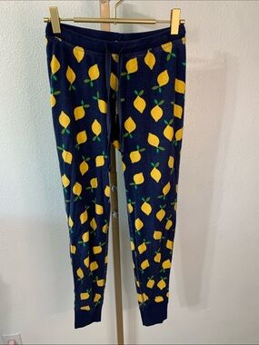 Hanna Andersson Navy with Yellow Lemon Print pj pants- size XS
